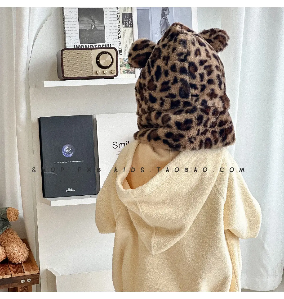 Leopard Print Winter Cap for Boys Girls Warm Plush — feature 44