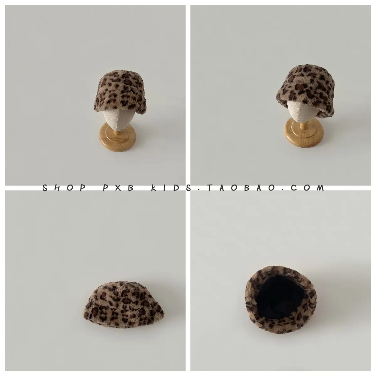 Leopard Print Winter Cap for Boys Girls Warm Plush
