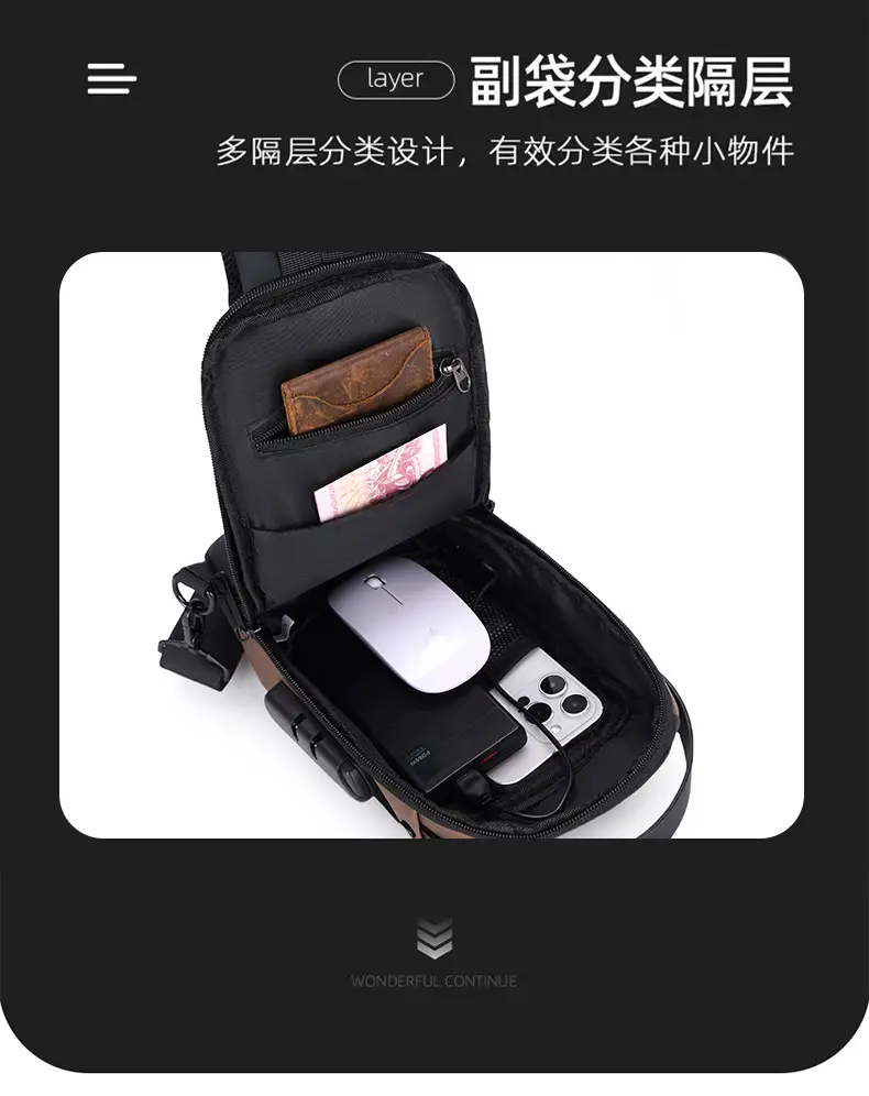 Men's Password Lock Anti-Theft Cycling Bag Black — feature 12