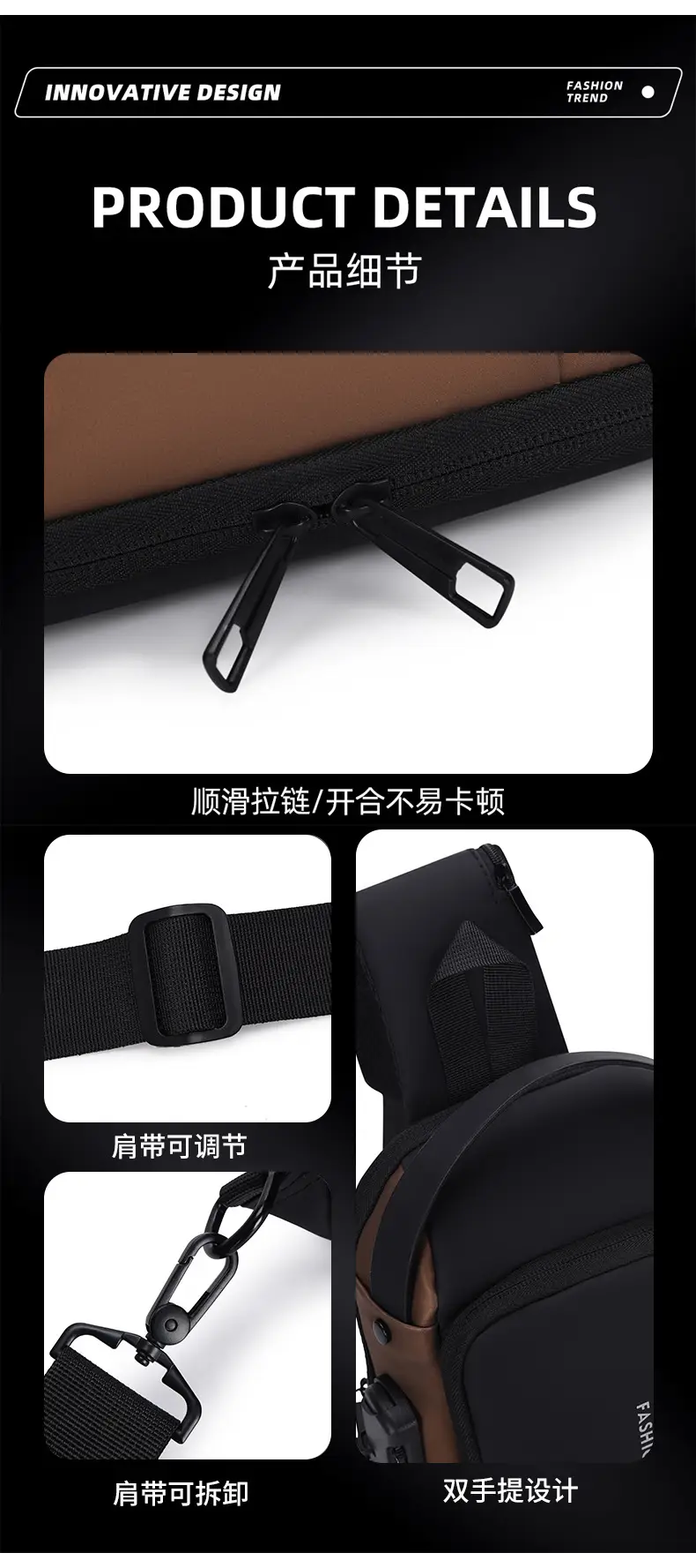 Men's Password Lock Anti-Theft Cycling Bag Black — feature 19