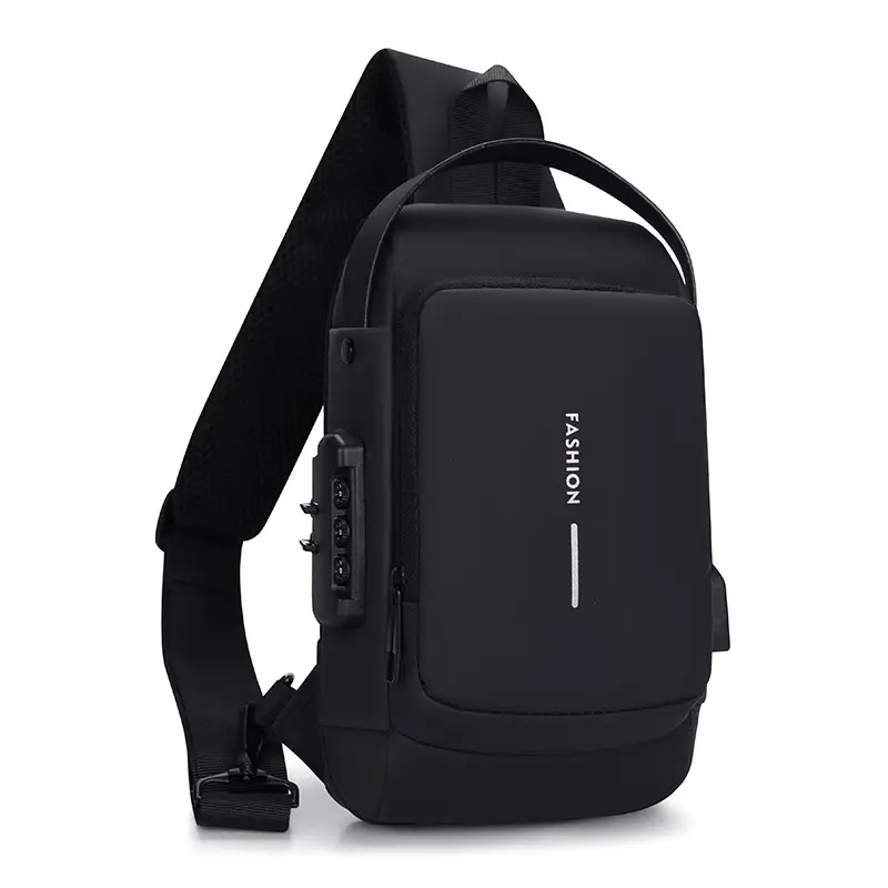 Men's Password Lock Anti-Theft Cycling Bag Black - Image 3