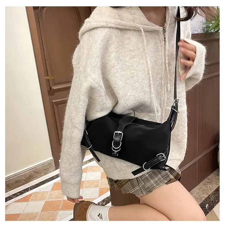 Women's Brown Leather Shoulder Bag with Buckle Detail — feature 10