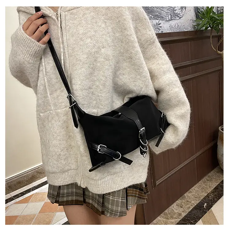 Women's Brown Leather Shoulder Bag with Buckle Detail — feature 11