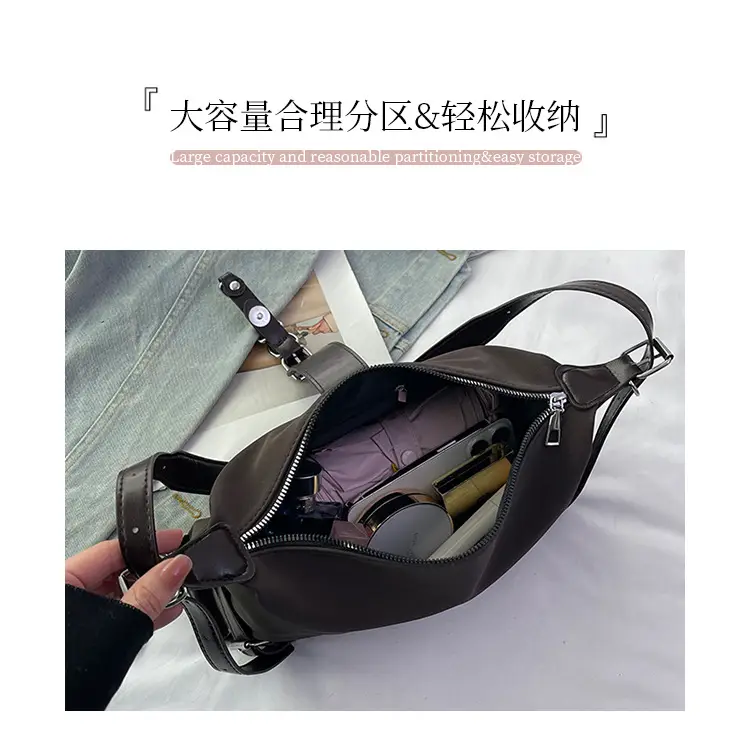 Women's Brown Leather Shoulder Bag with Buckle Detail — feature 4