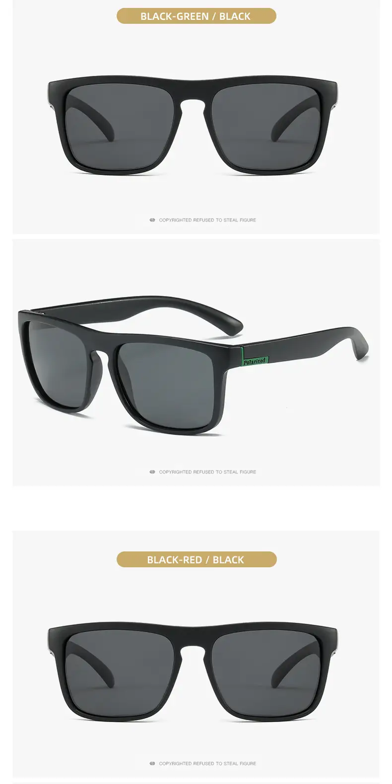 Men's Polarized Sunglasses Retro Sports Red Black — feature 13