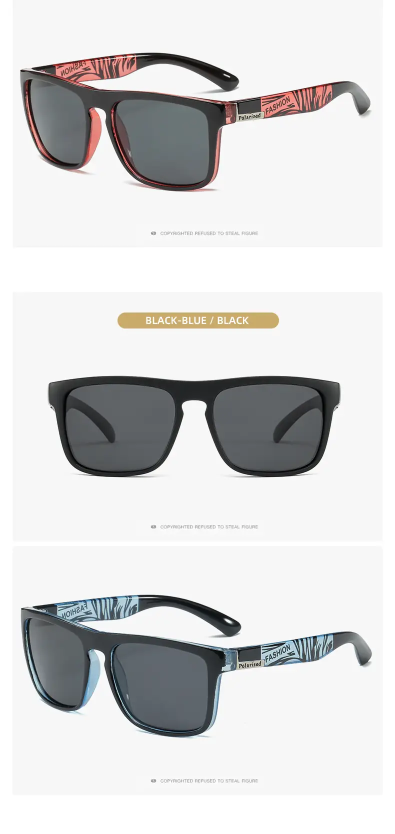 Men's Polarized Sunglasses Retro Sports Red Black — feature 32