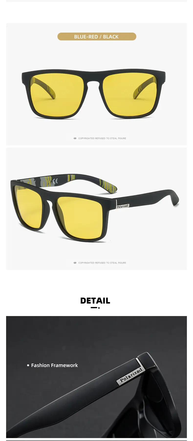 Men's Polarized Sunglasses Retro Sports Red Black — feature 33