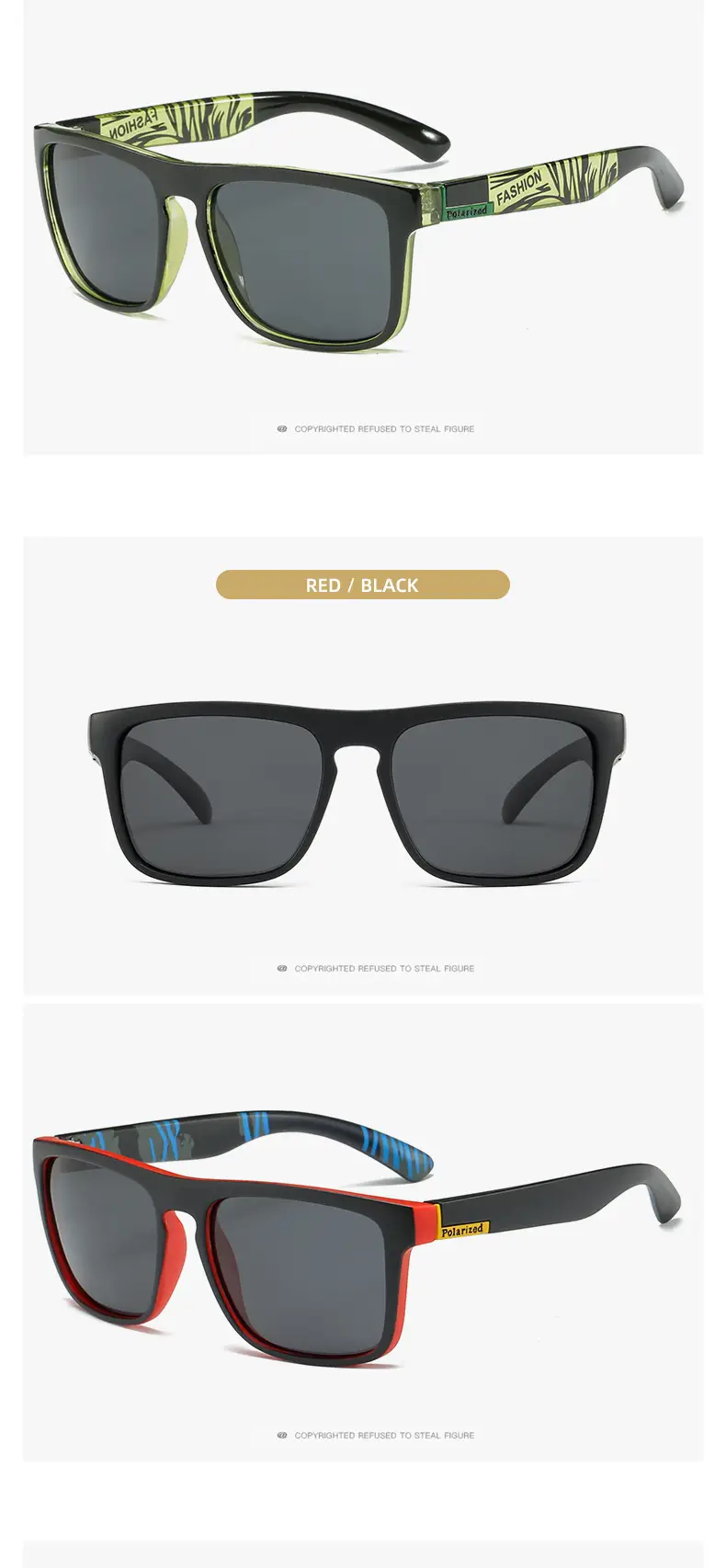Men's Polarized Sunglasses Retro Sports Red Black — feature 37