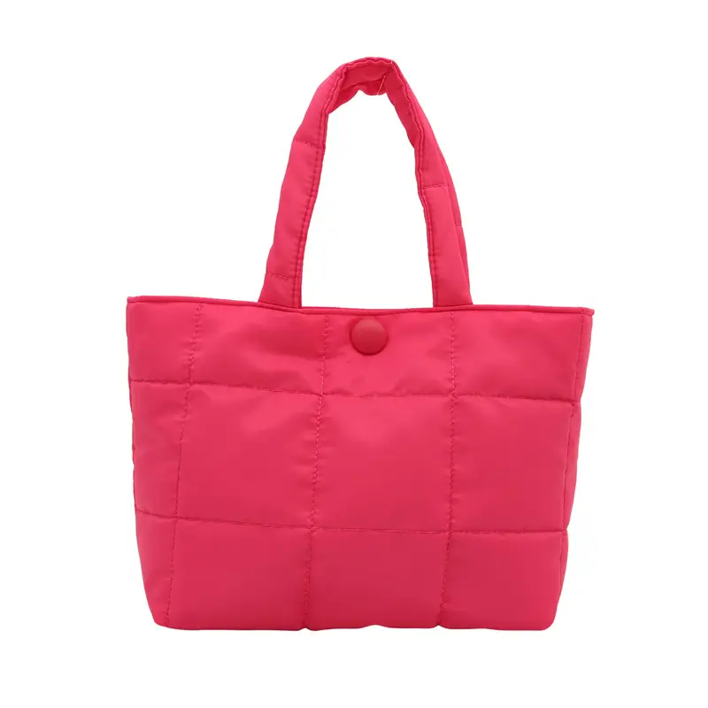 Women's Rhombic Winter Tote Bag Beige Large Capacity - Image 9