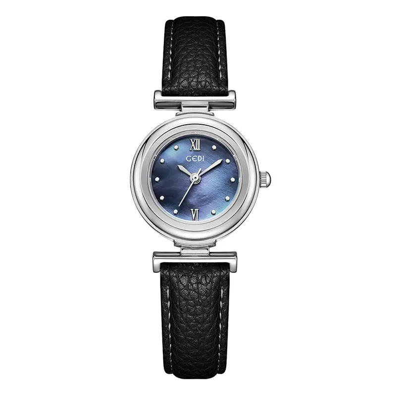 Gold Plated Women's Watch with Brown Leather Belt - Image 9