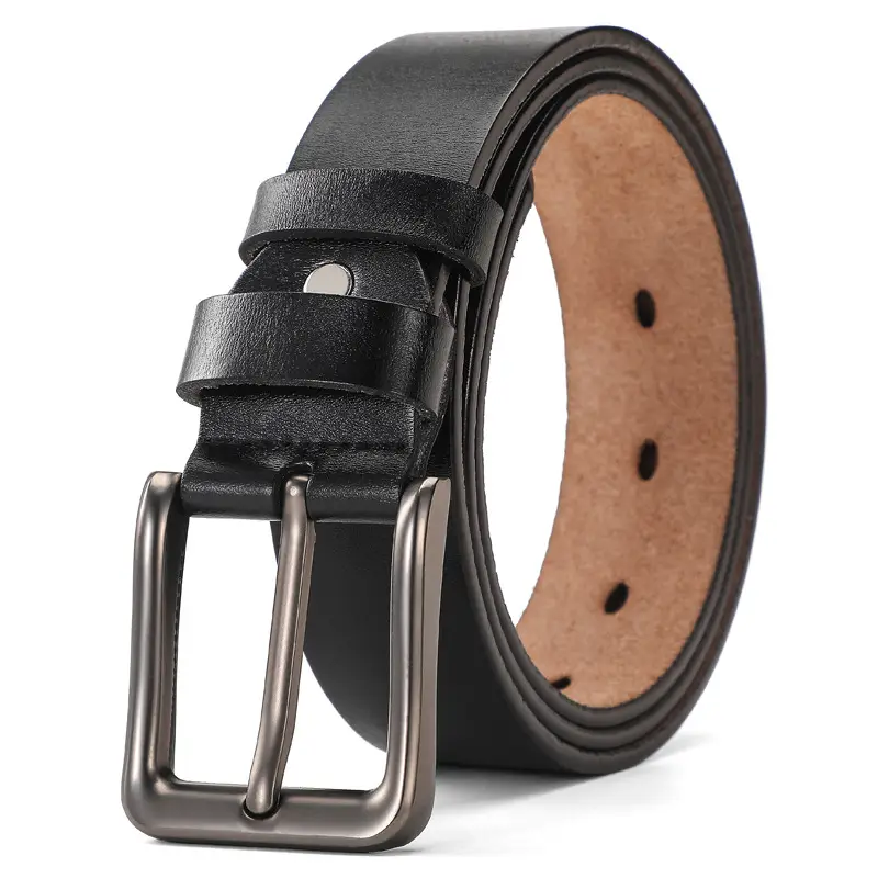 New Men's Brown Leather Buckle Belt Foreign Trade - Image 4