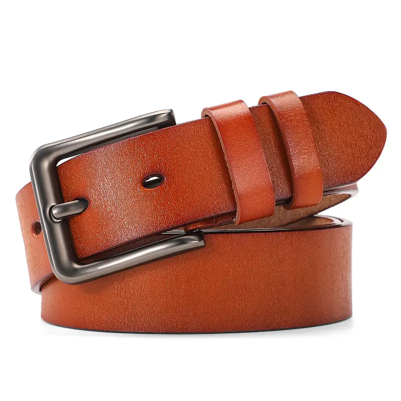 New Men's Brown Leather Buckle Belt Foreign Trade — feature 2