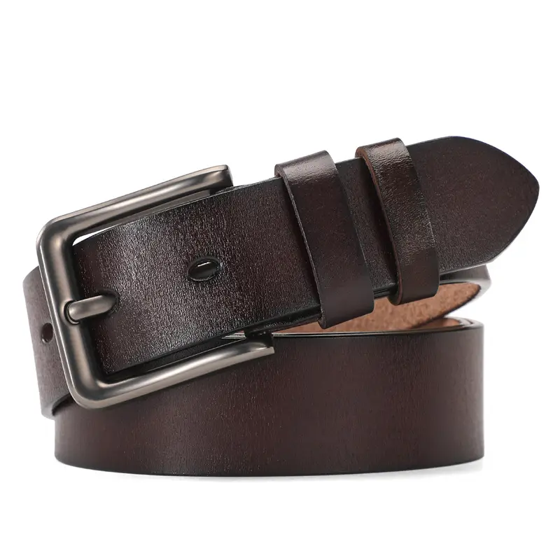 New Men's Brown Leather Buckle Belt Foreign Trade — feature 3