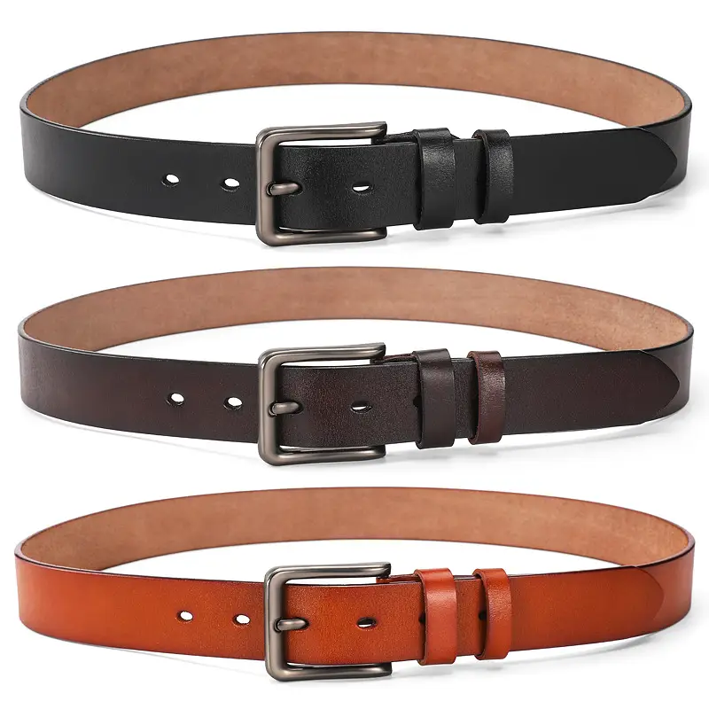 New Men's Brown Leather Buckle Belt Foreign Trade — feature 4