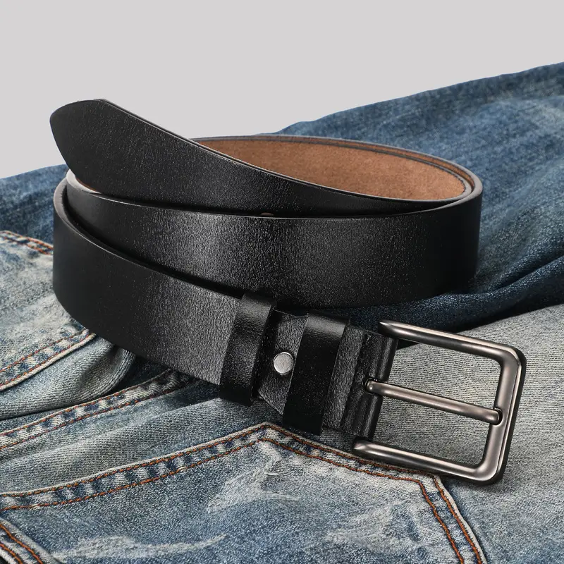 New Men's Brown Leather Buckle Belt Foreign Trade — feature 5
