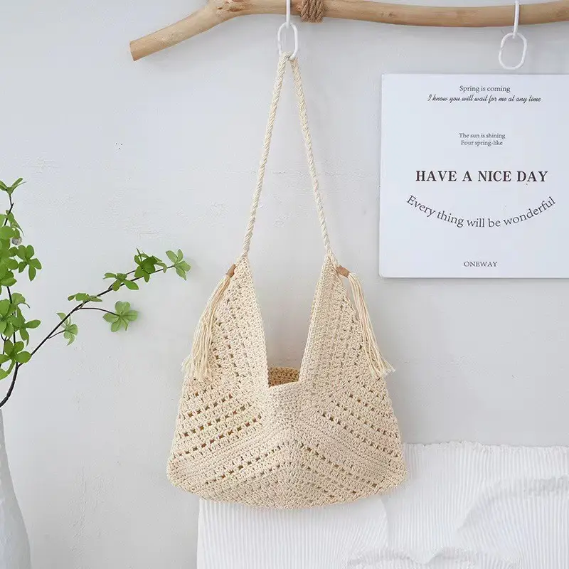 Vintage Woven Straw Bag for Women Summer Beach Carryall - Image 6