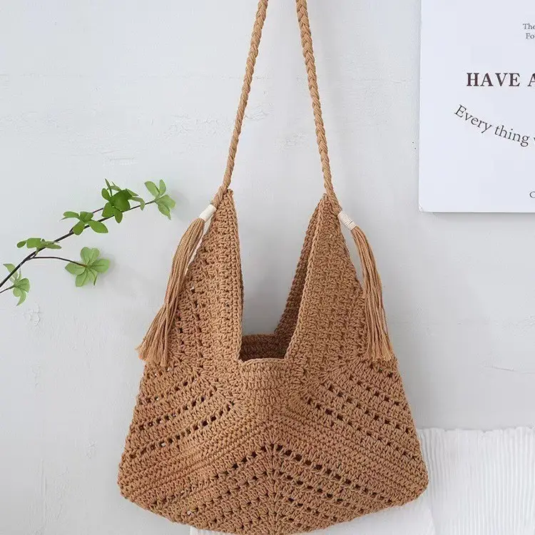 Vintage Woven Straw Bag for Women Summer Beach Carryall - Image 7