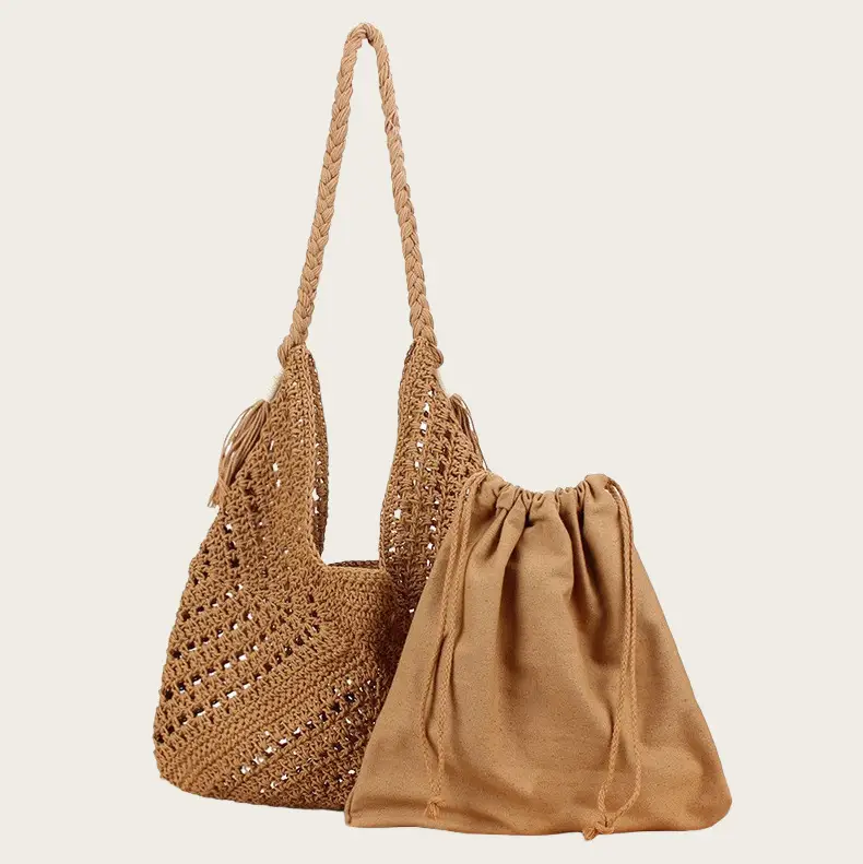 Vintage Woven Straw Bag for Women Summer Beach Carryall - Image 2