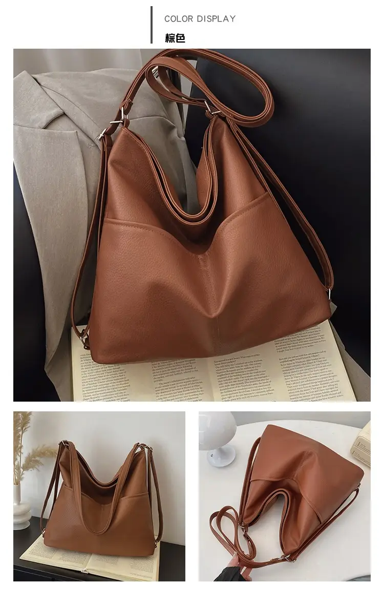 Women's Brown Leather Shoulder Bag 2024 Retro Western Style — feature 16