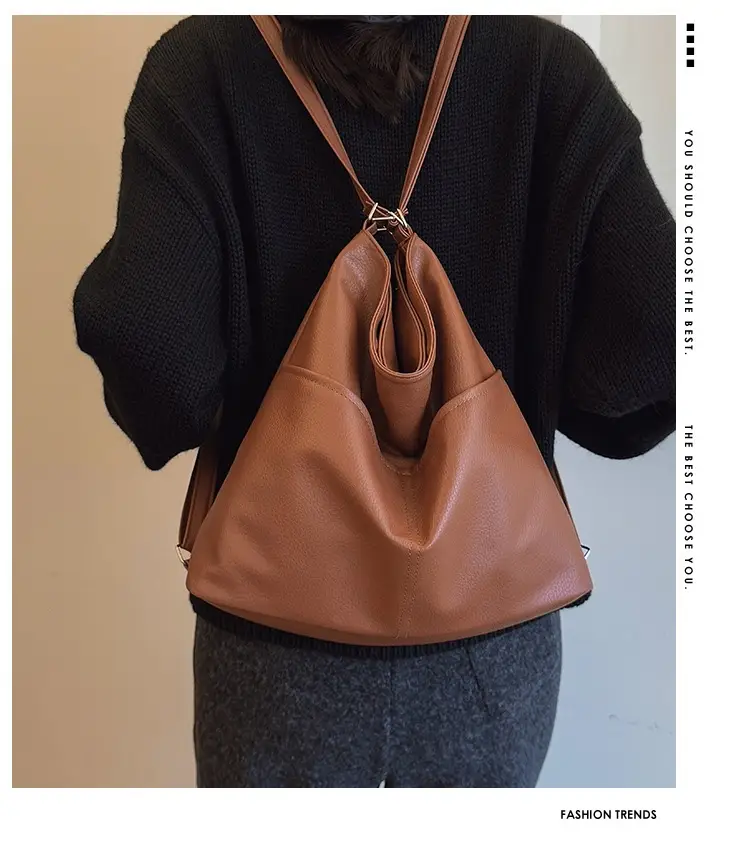 Women's Brown Leather Shoulder Bag 2024 Retro Western Style — feature 2