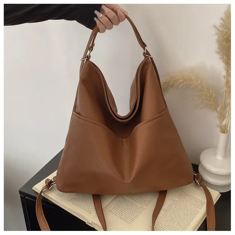 Women's Brown Leather Shoulder Bag 2024 Retro Western Style - Image 2