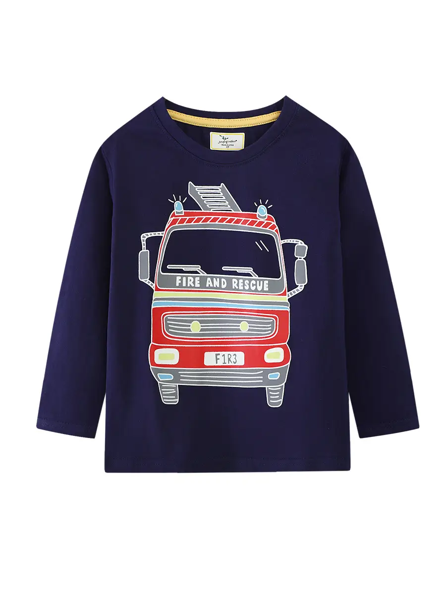Fire and Rescue Boys T-Shirt Navy Blue Spring Autumn - Image 3