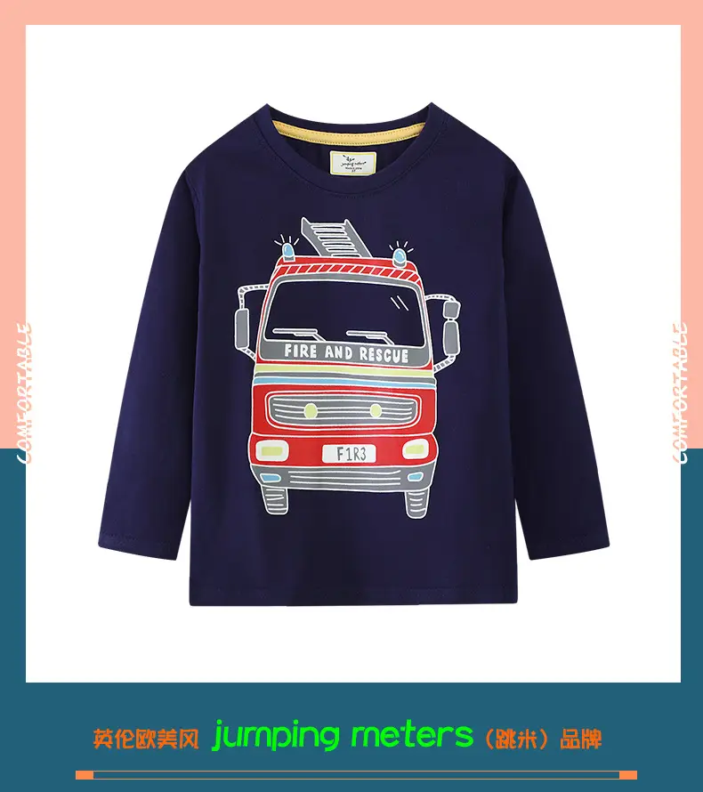 Fire and Rescue Boys T-Shirt Navy Blue Spring Autumn — feature 2