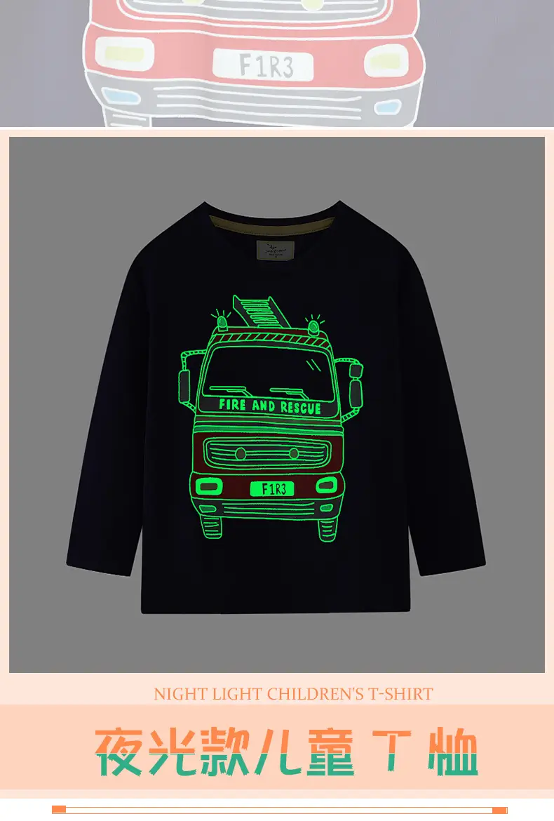 Fire and Rescue Boys T-Shirt Navy Blue Spring Autumn — feature 3