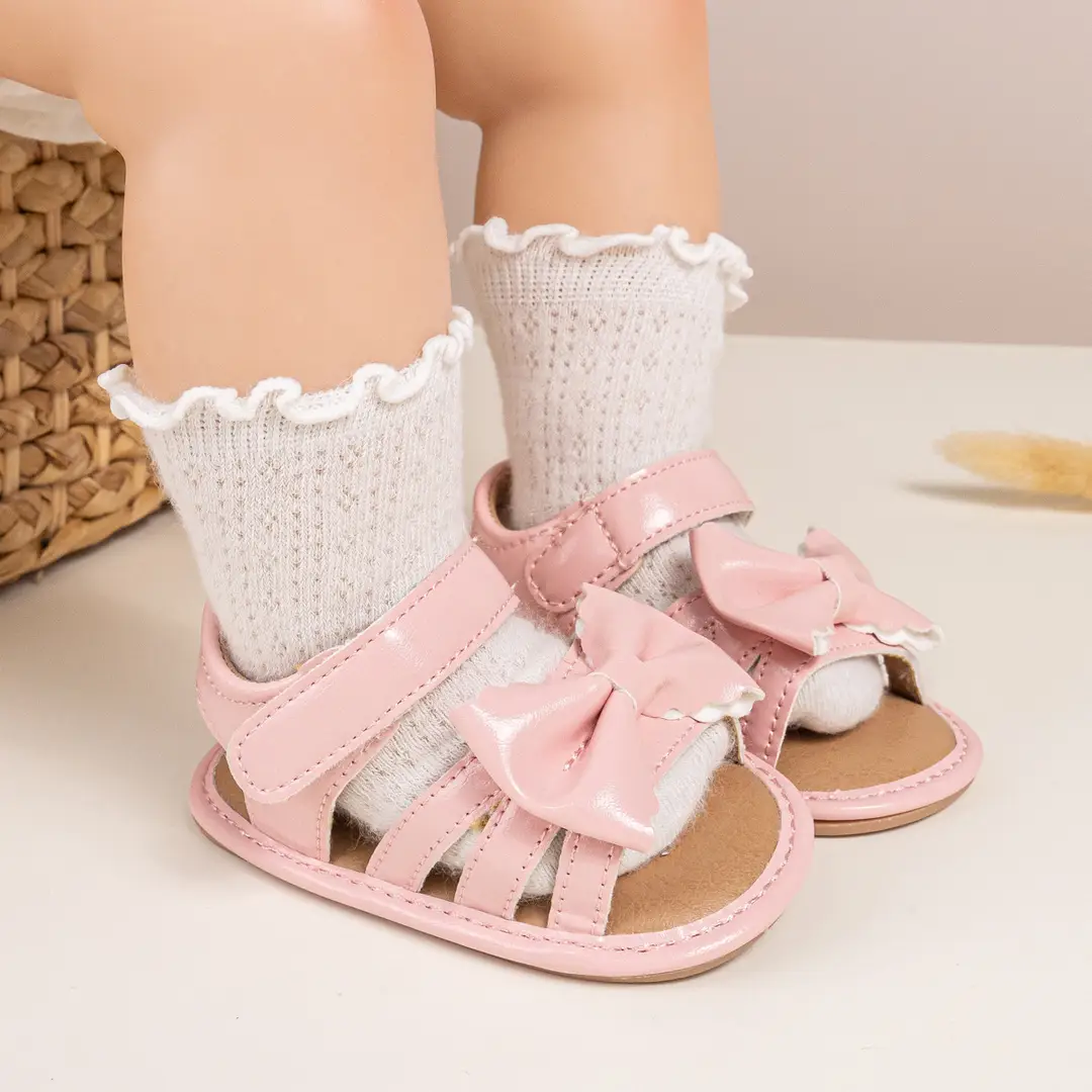 Amazon Cross Border Bow Baby Toddler Shoes 2025 Summer New Solid Color Cute Sandals Baby Shoes — feature 12