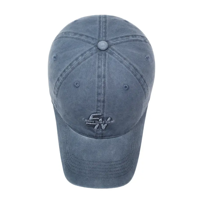 Men's Denim Retro Washed Cap with Letter Embroidery - Image 7