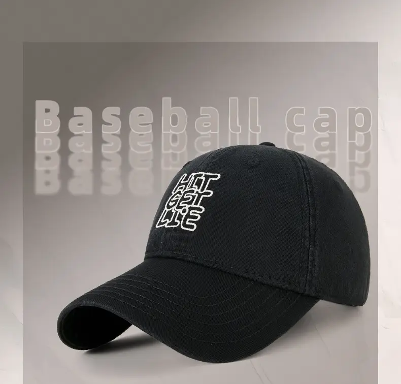 Men Black Embroidered Baseball Cap with "HIT THE BASICS" Design — feature 7