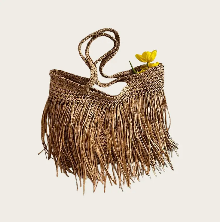 Straw Fringe Bag Large Capacity Beach Wear - Image 6