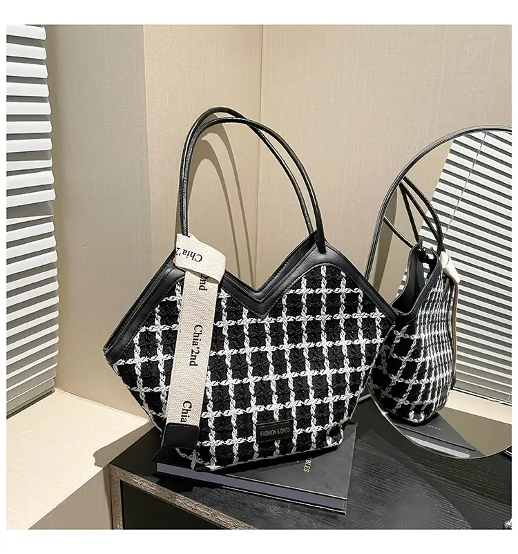 Plaid Shoulder Bag Women's 2024 Winter New Trendy Fashionable Large Capacity Commuter Tote Bag Underarm Bag for Women — feature 23