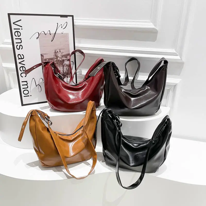 Red Leather Shoulder Bag for Women 2024