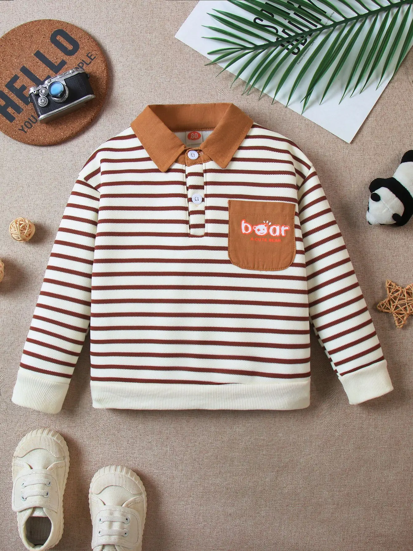 Baby Striped Polo Shirt with Lapels for Boys Autumn Wear — feature 8