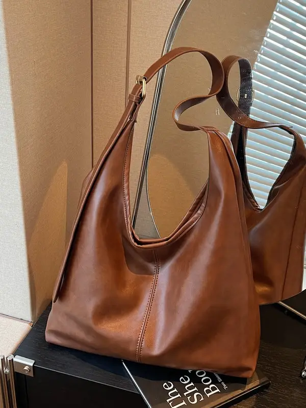 Women's Retro Brown Tote Bag 2024 All Season Commuter Shoulder Crossbody - Image 6