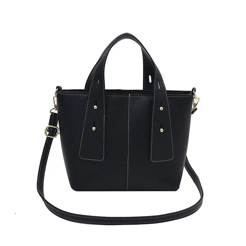Women's Vintage Black Leather Shoulder Bag 2024 Winter - Image 5