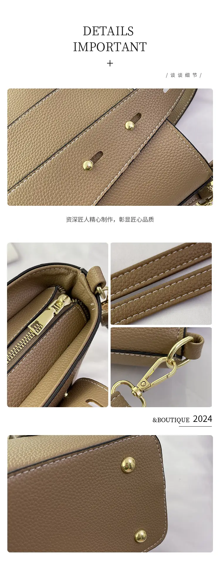 Women's Vintage Black Leather Shoulder Bag 2024 Winter — feature 3