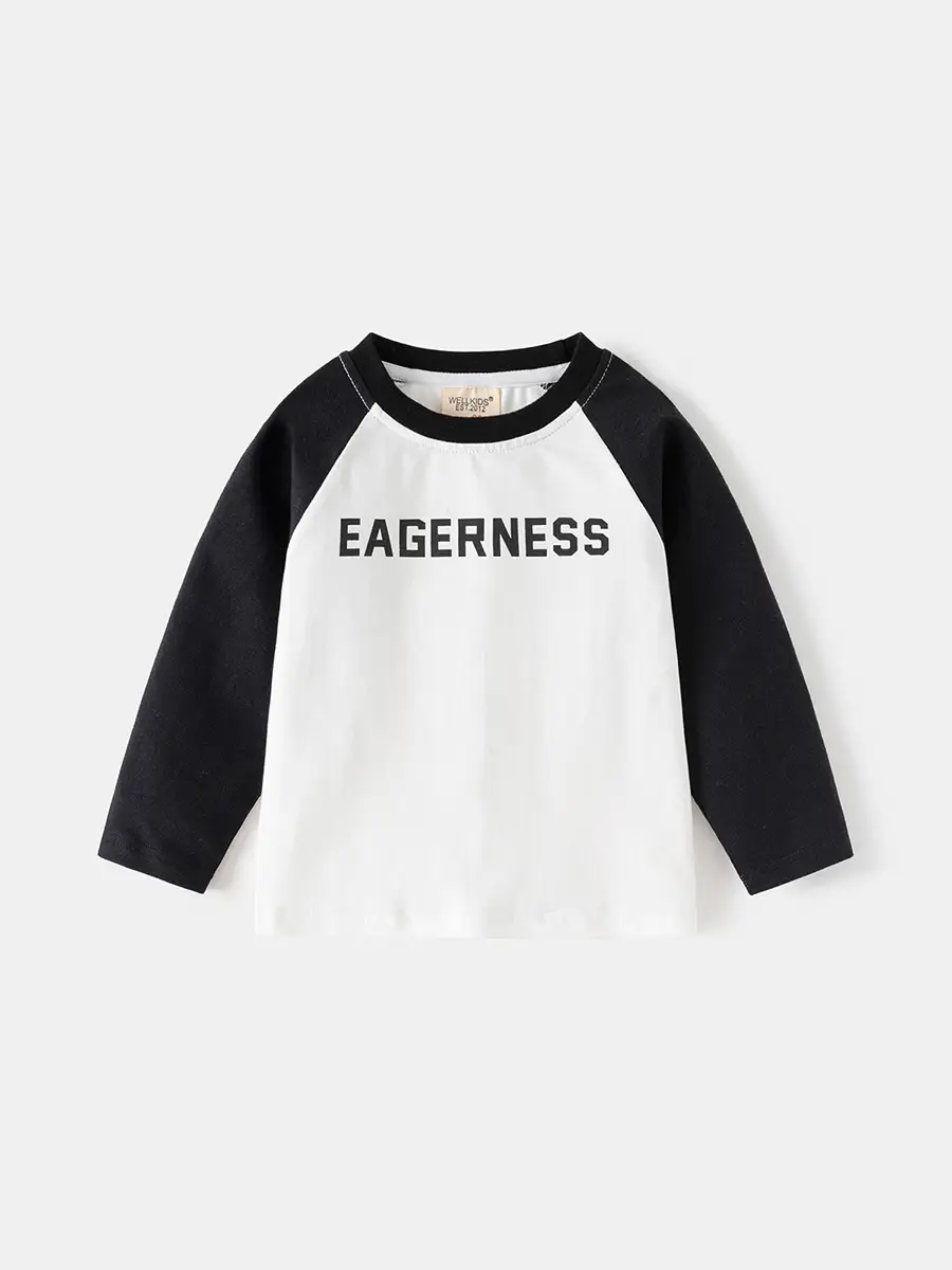 Boys Cotton Raglan Sleeve T-Shirt Gray Navy Spring
