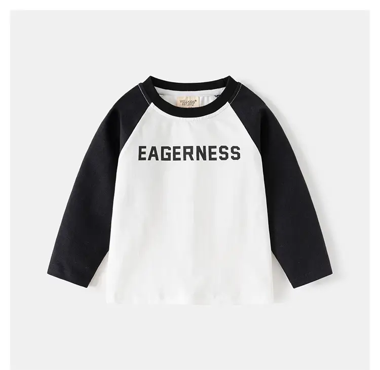 Boys Cotton Raglan Sleeve T-Shirt Gray Navy Spring — feature 10
