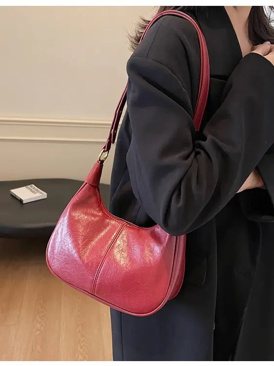 Brown Leather Diagonal Shoulder Bag for Women - Image 6