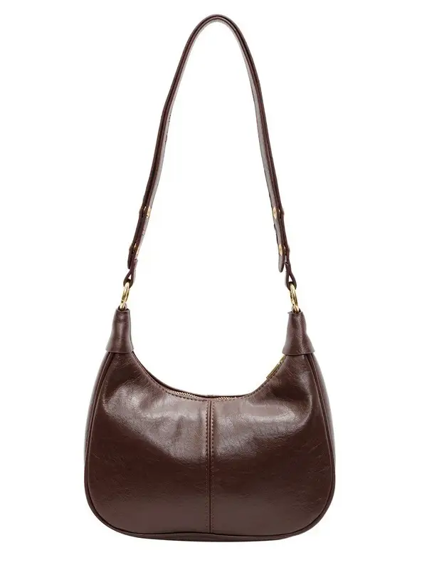 Brown Leather Diagonal Shoulder Bag for Women - Image 8