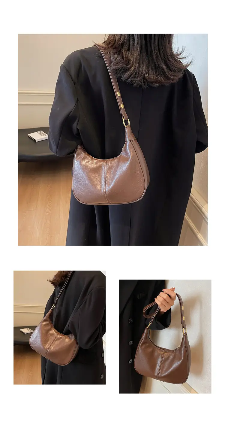 Brown Leather Diagonal Shoulder Bag for Women — feature 11