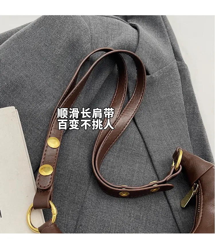 Brown Leather Diagonal Shoulder Bag for Women — feature 17
