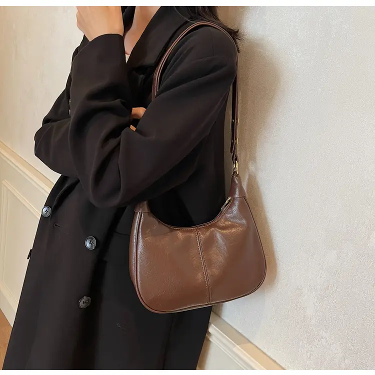 Brown Leather Diagonal Shoulder Bag for Women — feature 8