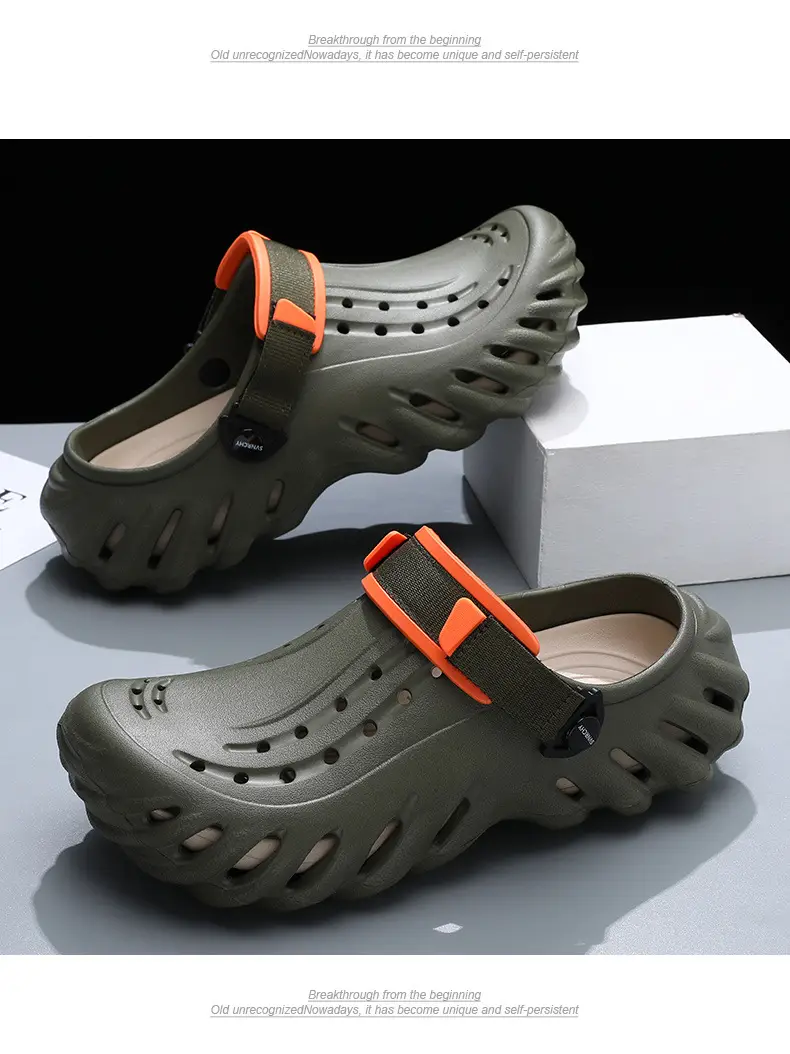 Hole Shoes Men's Summer Thick Sole Outer Wear Breathable Soft Baotou Tops EVA Home Non-Slip Non-Stinky Foot Wear-Resistant Sandals — feature 10