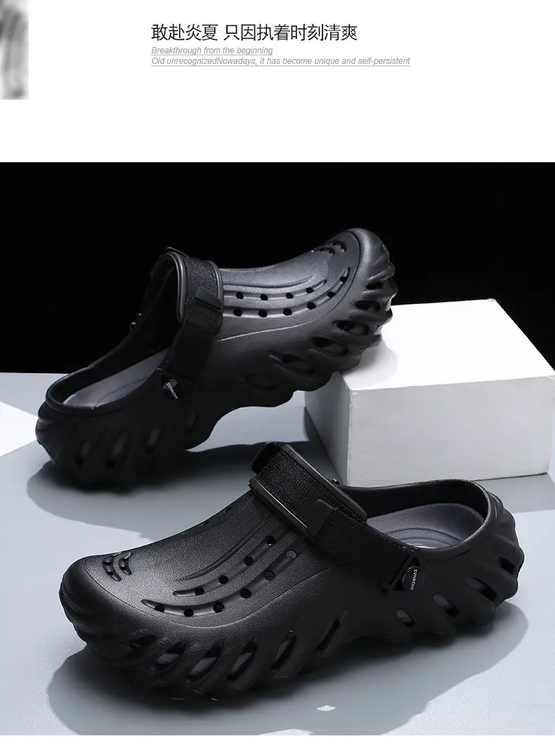 Hole Shoes Men's Summer Thick Sole Outer Wear Breathable Soft Baotou Tops EVA Home Non-Slip Non-Stinky Foot Wear-Resistant Sandals — feature 16