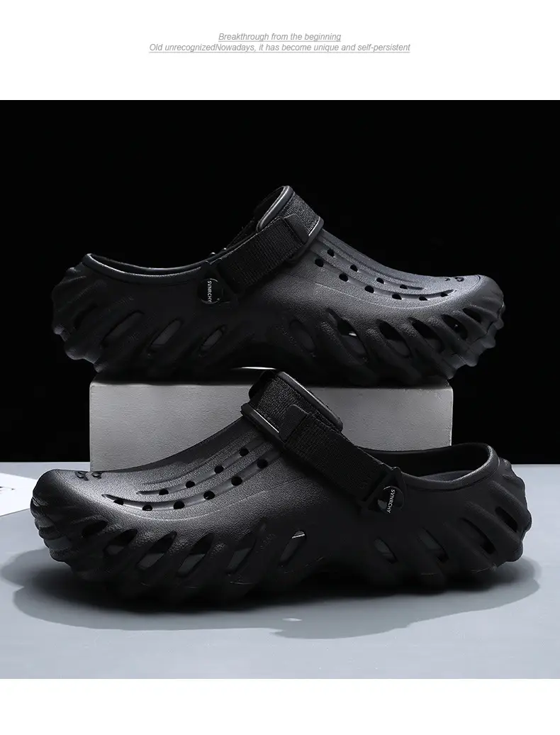 Hole Shoes Men's Summer Thick Sole Outer Wear Breathable Soft Baotou Tops EVA Home Non-Slip Non-Stinky Foot Wear-Resistant Sandals — feature 18