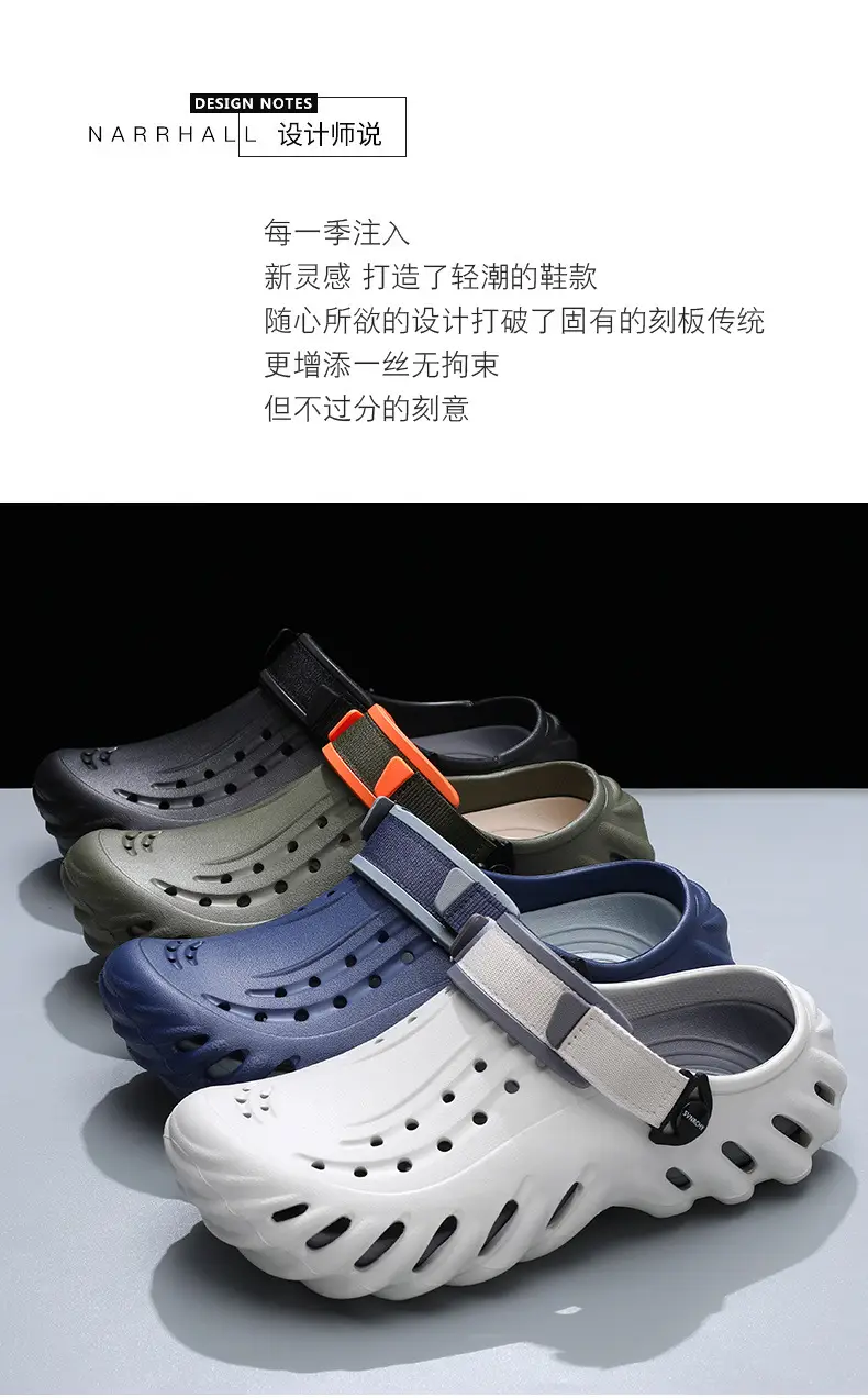 Hole Shoes Men's Summer Thick Sole Outer Wear Breathable Soft Baotou Tops EVA Home Non-Slip Non-Stinky Foot Wear-Resistant Sandals — feature 2