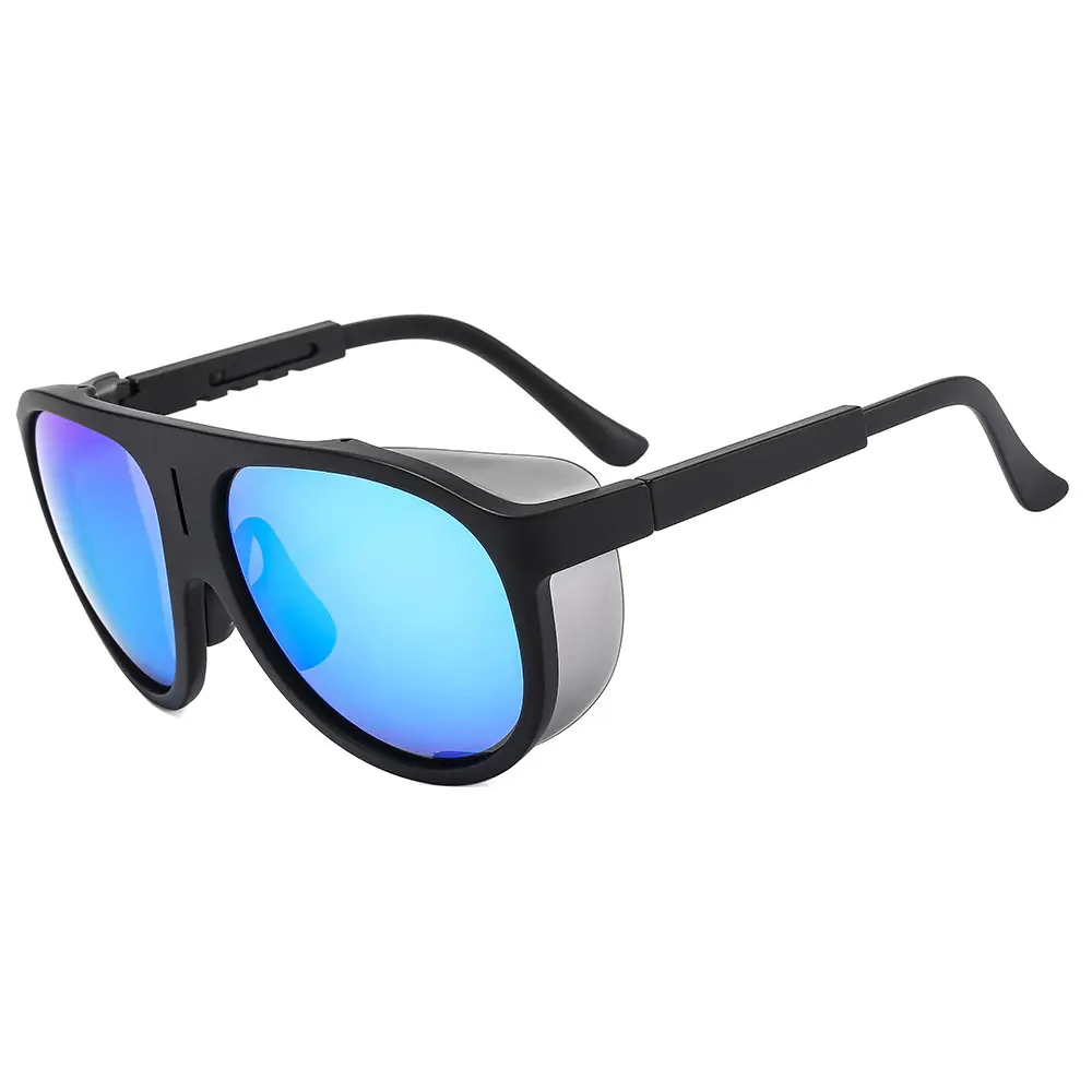UV-Proof Men's Blue Sunglasses with Black Frames